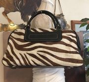 zebra print calf hair satchel