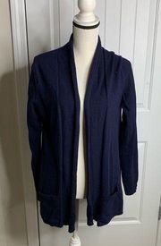 Barbour wool cashmere blend navy blue sweater cardigan size 10 minimalist