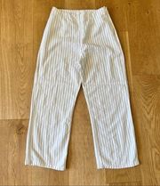 Etophe Studios High Waist Wide Leg Stripe Crop Pants in White