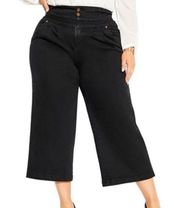 City Chic Black Faded High Waist Crop Denim Culottes Size 18 NWT