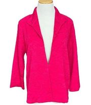 Misook Punchy Pink Textured 3/4 Sleeve Knit Blazer XS