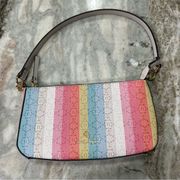 Pastel Rainbow Striped Small Shoulder Bag Nanette Lepore