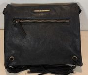 Roxy Vegan Leather Small Black Crossbody Purse Handbag With Fringe