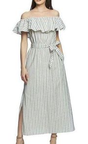 Women's 1.State Striped Of-the-Shoulder Cotton Maxi Dress Sz Medium NWT