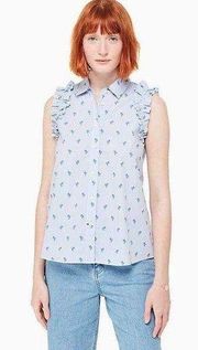 ★  Sleeveless Palm tree Button up Top ★