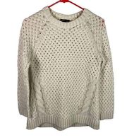 Mango MNG Suit Open Cable Knit Aran Beige fisherman Sweater Size S