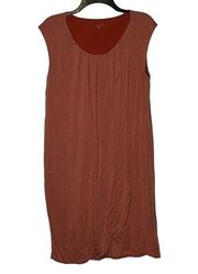 Garnet Hill Pleated Knit Sleeveless Midi Dress Women Medium Stretch Tulip Wrap