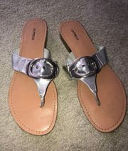 slides Sandals size 8 Silver