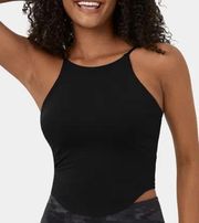 NWT Halara Cloudful Spaghetti Strap Backless Curved Hem Cropped Tank Top Black