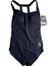 TYR DuraFast Elite Solid Halter ControlFit 1pc Swimsuit Black - Size 8 - $80