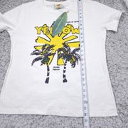 Farm Rio Yellow Color Therapy T-Shirt Sun Palm Trees Tropical Off White Medium