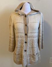 Peruvian Connection Tan Hooded Button Up Cardigan