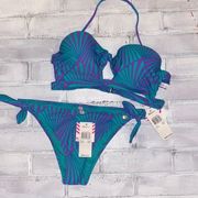 NWT Raisins teal blue purple bikini set