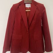 FRAME Turkish Red Burnt Orange Striped Textured Corduroy Blazer