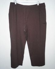 Ann Taylor The Pull On Easy Straight Pant Brown High Rise Ankle Length Size XL