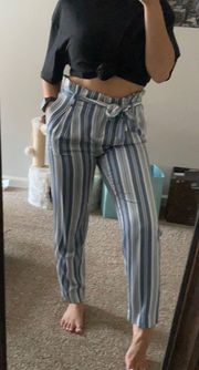 NWOT  Striped Paper Bag Waist Pants