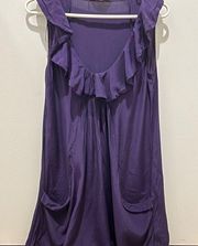 Miss Selfridge purple mini dress with pockets and ruffles