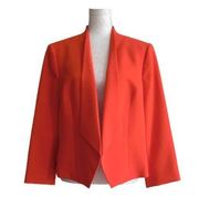 Jones Studio Separates Orange Open Front Long Sleeve Lined Blazer Jacket Size 14