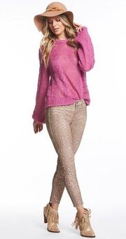 Jessica Simpson Sweater Rosebud Loose Knit Crew Neck Pullover Size XL NWT $59.50