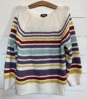 Express Multi-Colored Oversized Striped Chunky Knit Sweater SZ M