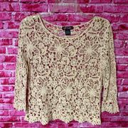 Women’s Y2k pink floral crochet Body Central‎ top size small