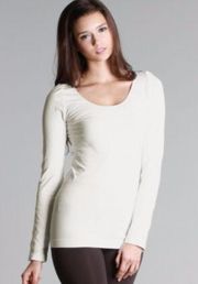 NEW Ivory Scoop Neck Ultra Soft and Stretchy Long Sleeve Top