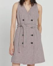 Frank And Oak Houndstooth Vest Double Breasted  Button Tie Front Dress