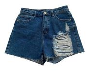 Pretty Little Thing Dark Wash Denim Mom Shorts