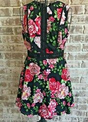 Disney Princess Floral Sleeveless Dress Small NWOT Back Zip Fit Flare Cr…