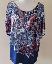 Lavish blue medallion blouse size large