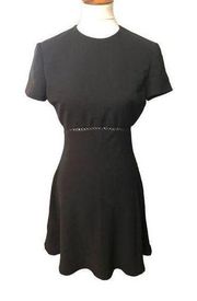 Tahari black dress with lace inset waist cap sleeve fit and flare Size 6