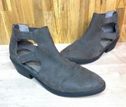 Eileen Fisher Banda Tumbled Nubuck Leather Cutout Ankle Boots 8