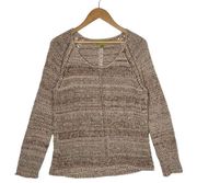 Sigird Olsen Sweater Womens L Signature Scoop Neck Striped Pullover Knit Brown