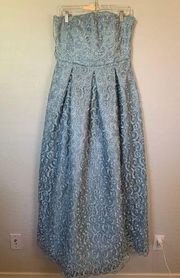 Alice & Olivia Gown Blue Lace Axmis Bustier Floor Length Formal Prom Quinceanera