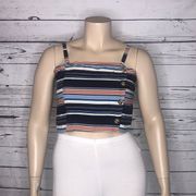 Live to be Spoiled NWT Size XXL Striped w/ Faux Button Details Smock Crop Top