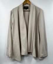 Lafayette 148 New York Tan Virgin Wool Open Front Shawl Collar Jacket Size 16