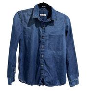 7 for all mankind Indigo Chambray Shirt Women Size M Casual Retro Western Layer