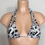 New. Volcom black and white floral bikini top.