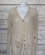 Beige Button Down Cardigan