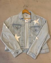 Denim Jacket with White Leather Stars 