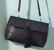 Anthropologie Dreia Black Tassel Crossbody Bag