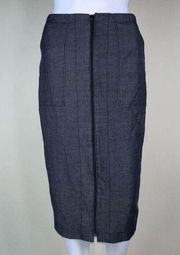 Halogen Stretch Denim Full Zip Front Plaque Pocket Skirt