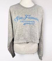 Cropped Crew Neck Terry Cloth Sweatshirt Large