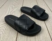 French Connection Squishy Quilted Pool Slide Flat Sandals US10 Black $44