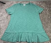 Umgee Women’s Green Ribbed Layered Short Sleeve Shirt Size Large