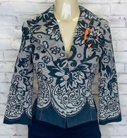 Yoana Baraschi Blazer with orange flower lapel  size 4