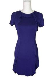 Karen Millen Ruffle Evening Wiggle Purple Sheath Dress Women’s Size 4