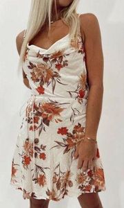Hello Molly WMN'S Light Peach Floral Velvet Mini Dress/ S