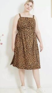 Women's  & Viv  Leopard Print Sleeveless Tank Dress, 1X - New!