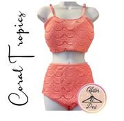 By Apollo Swimwear Crochet Plus 2 Piece Bikini Set Tankini NWT